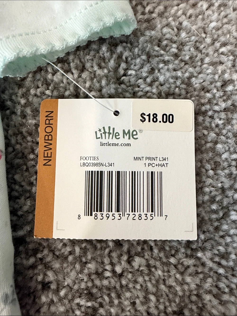 Little Me Mint Floral Footed Sleeper with Matching Hat